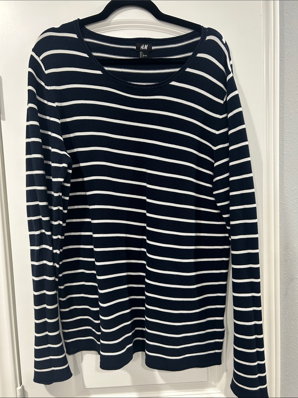 H&M Navy and White Striped Knit Top